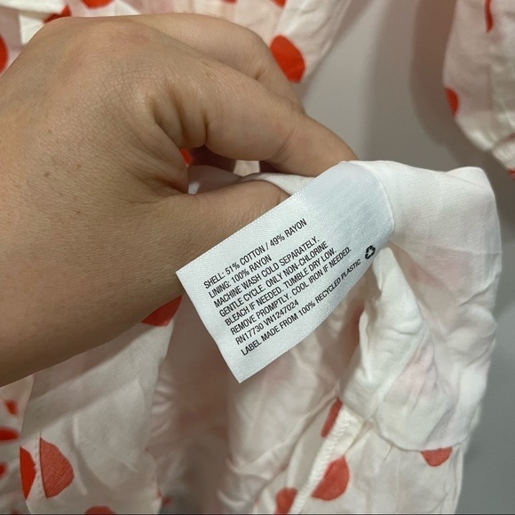 Rixo Target Puff Sleeve Dotted Wrap Mini Dress Cotton Blend Size Small - Picture 10 of 10